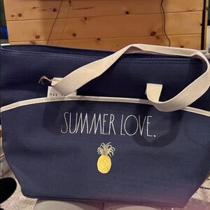 Rae Dunn Dark Blue Summer Love Tote With Insulated Lining